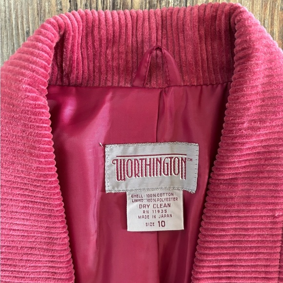 Vtg Worthington Corduroy Blazer Jacket Womens 10 Mauve Pockets Career Preppy - Picture 5 of 11